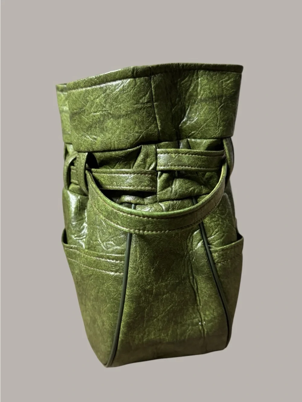 Olive Green Drawstring Bucket Bag